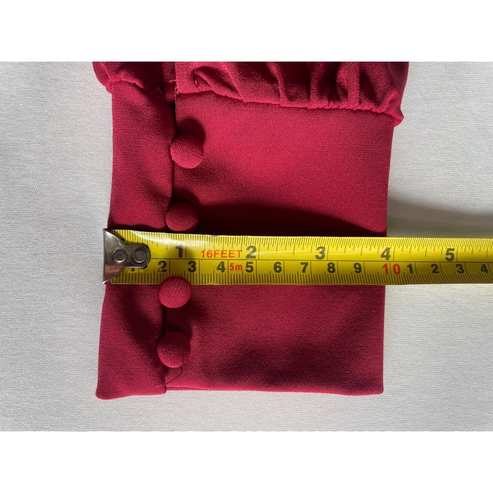 Tahari Womens XL Burgundy Red Button Cuff Long Sleeve Blouse Stretch Top - Picture 11 of 13